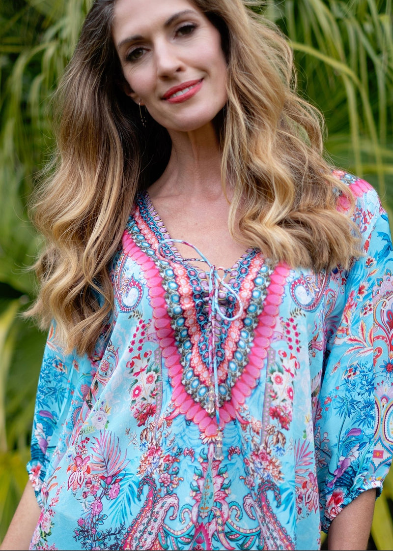 Angie Kaftan Blouse in Pink Multicolour