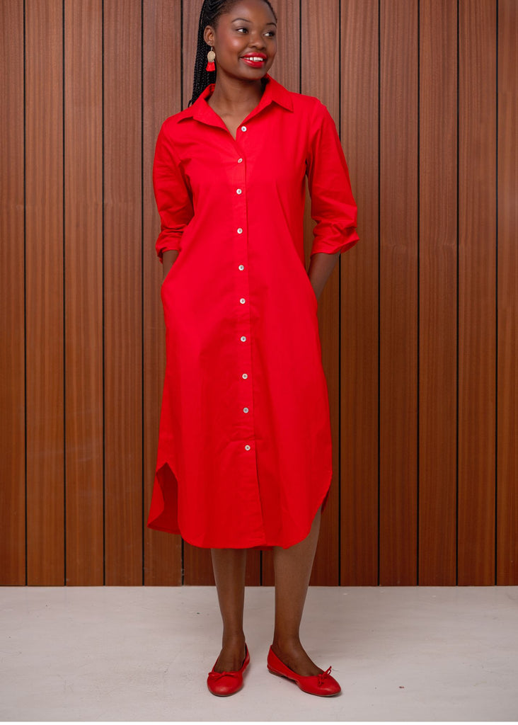 Laura Shirt Dress in Cupid Red