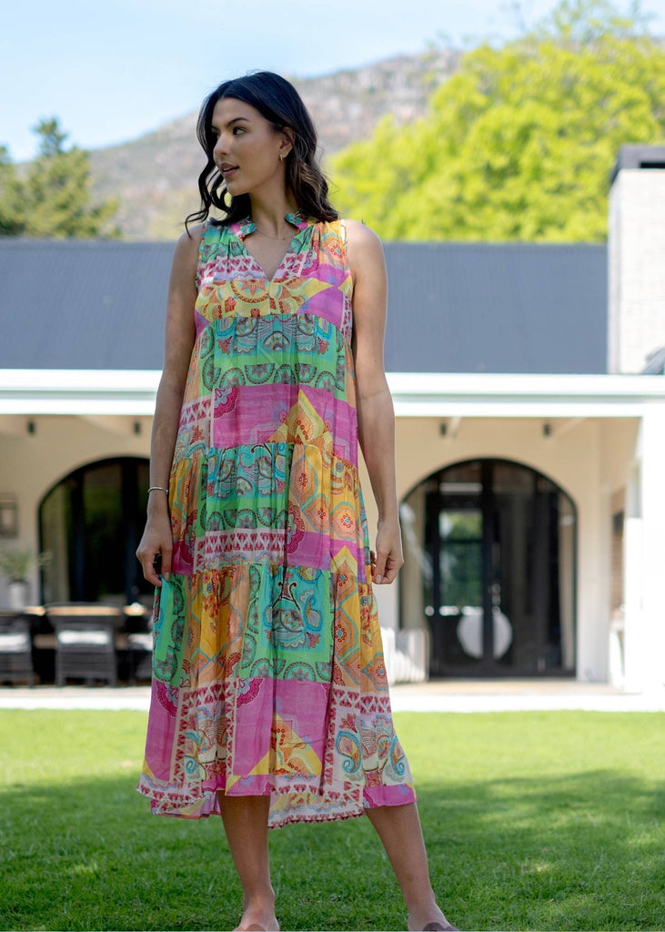 Chios dress in Pastel Rainbow