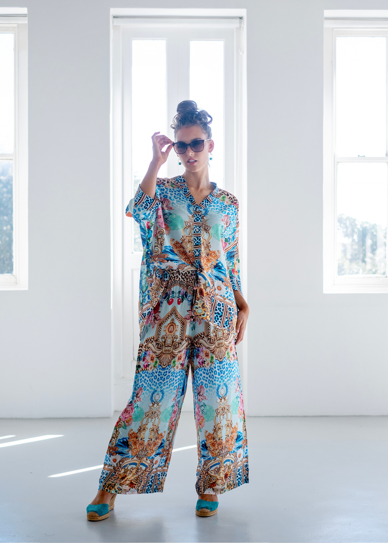 Vera Pants suit, Blue Animal Print