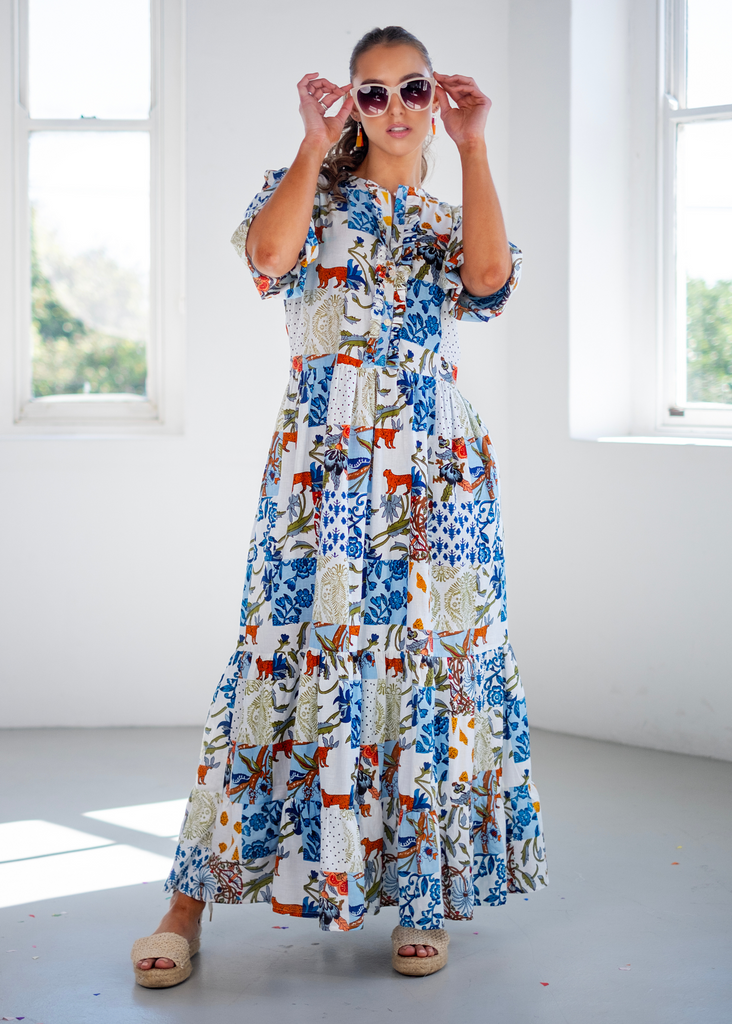 Petal dress in Blue Mosaic