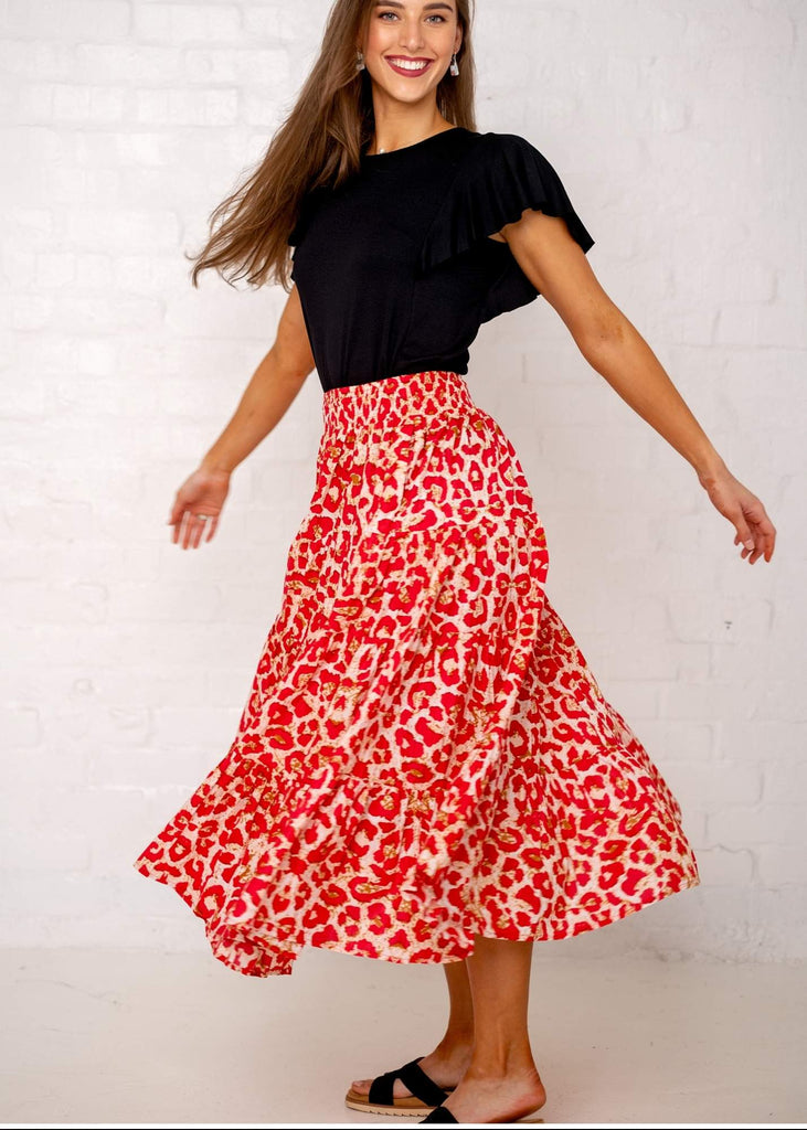 Kira skirt in Red Animal Safari