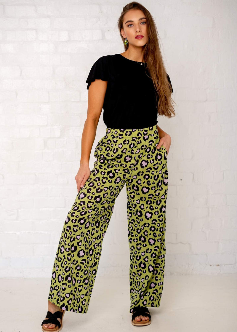 Carol pants, Green and Purple Animal Print