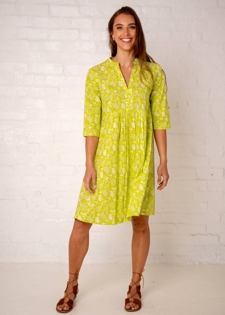 Lee-Ann pleated dress Short, Lime