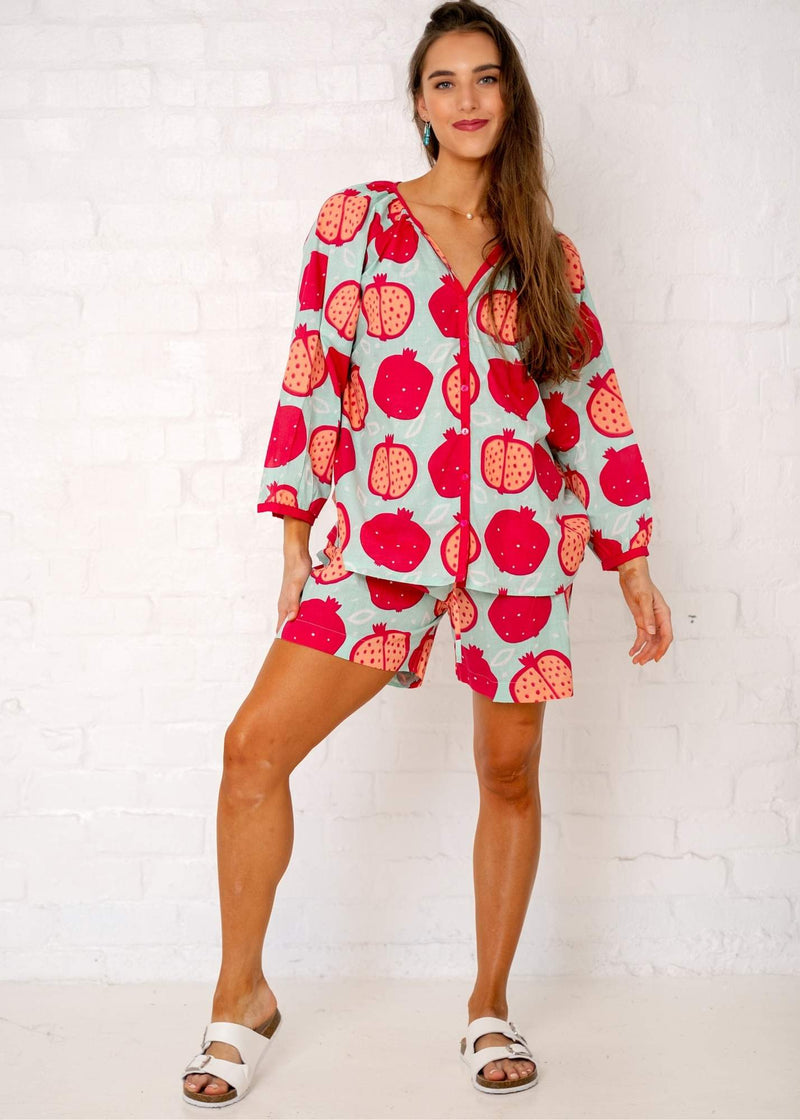 Casa Short Pants Suit , Pomegranate Delight