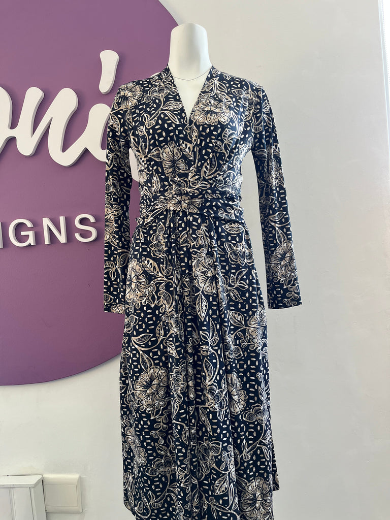 Inge Wrap dress, Navy floral