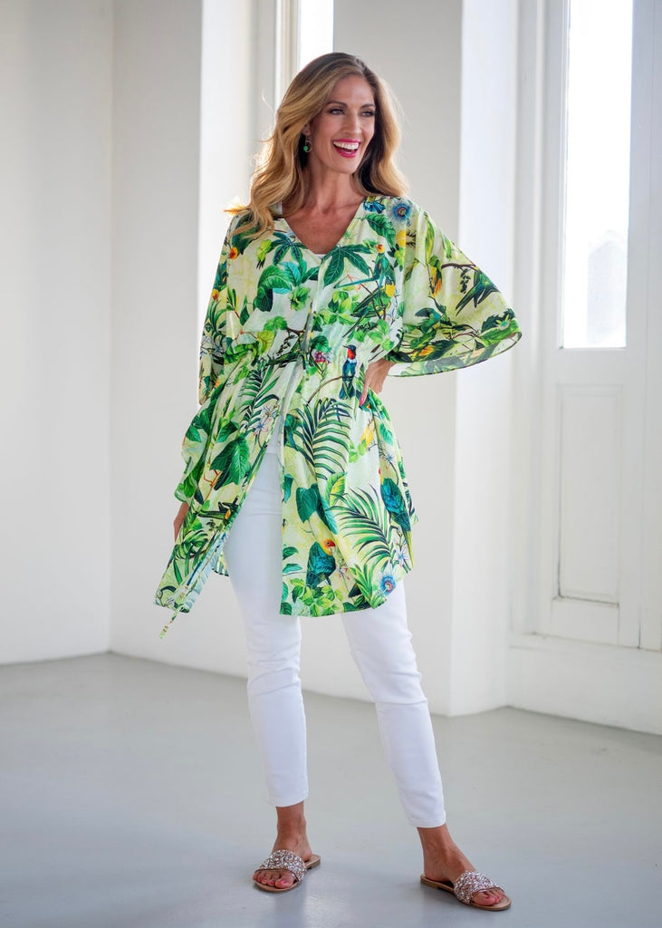 **Pre-Order 4 October ‘24** 
Lara Kaftan in Green Parrot