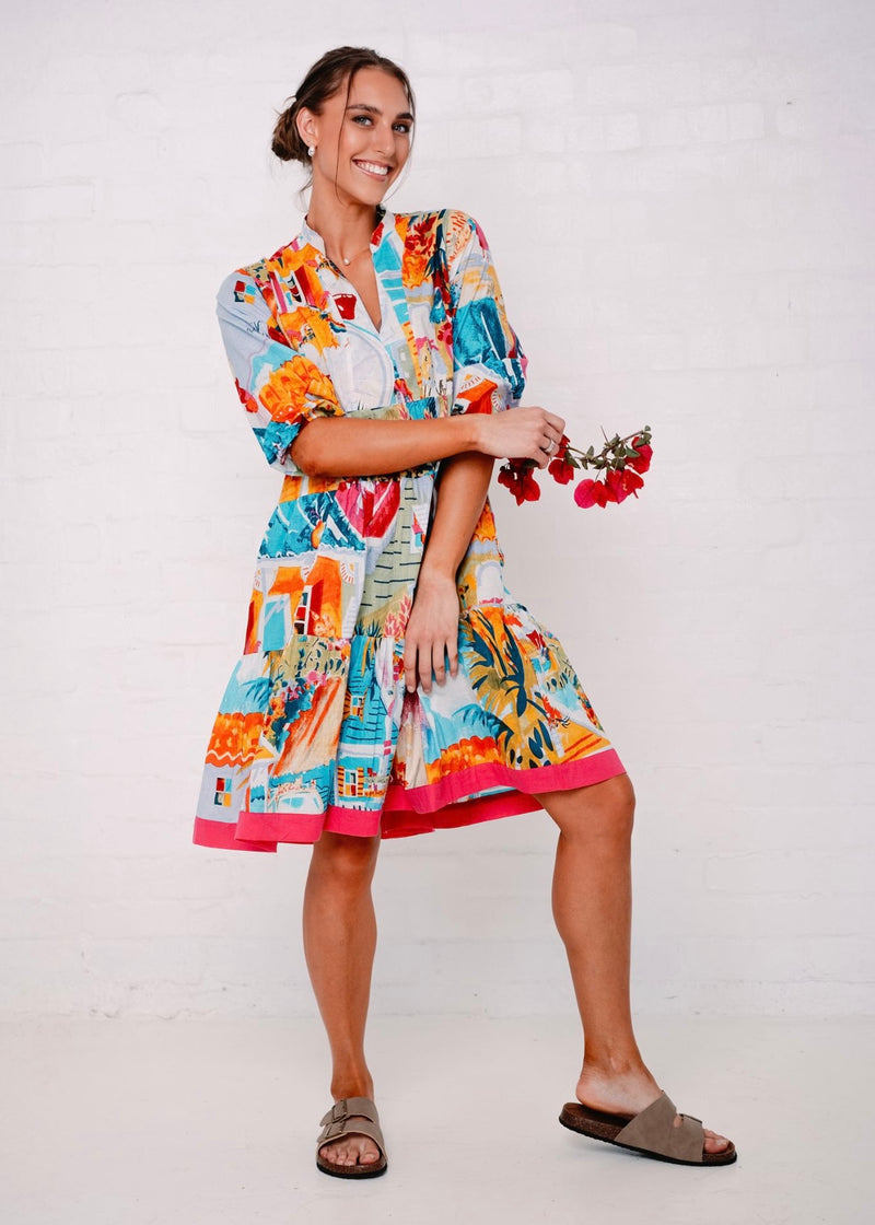 Nia Dress, Painted Bougainvillea