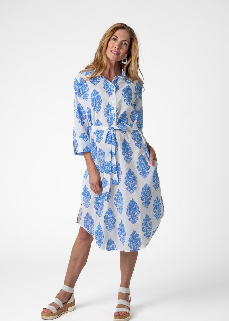 Gaby shirt dress in Blue & white