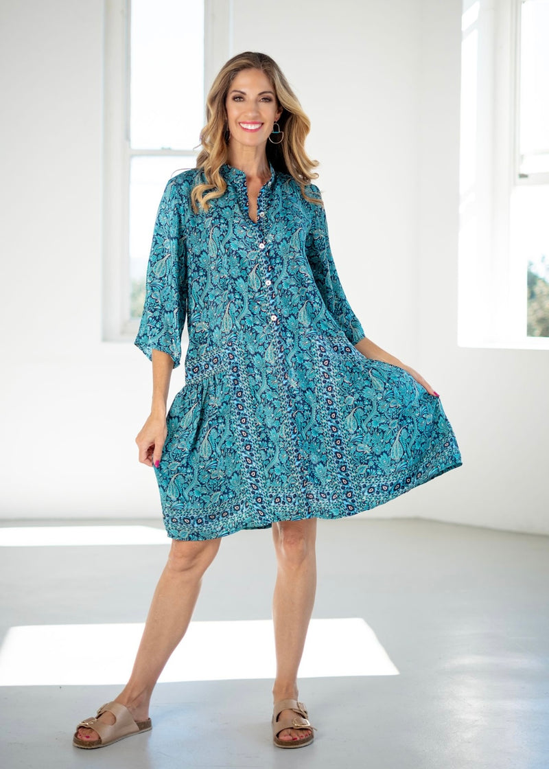 Annabel Dress in Jade Paisley