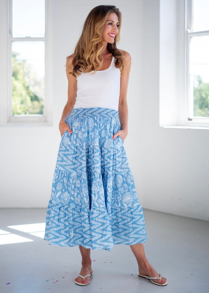 Kira skirt in Blue and White Floral