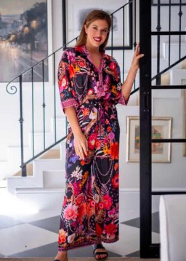 **Pre-Order 4 October ‘24** 
Vera Pants suit, Black and Pink Floral