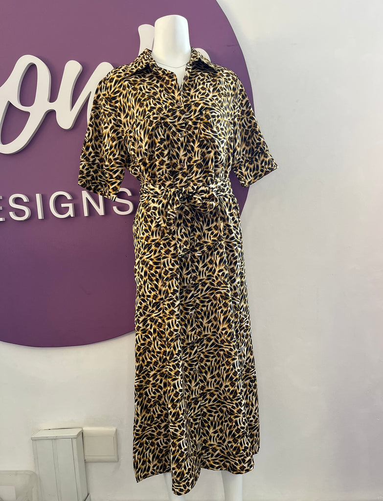 Shirt dress long in Animal