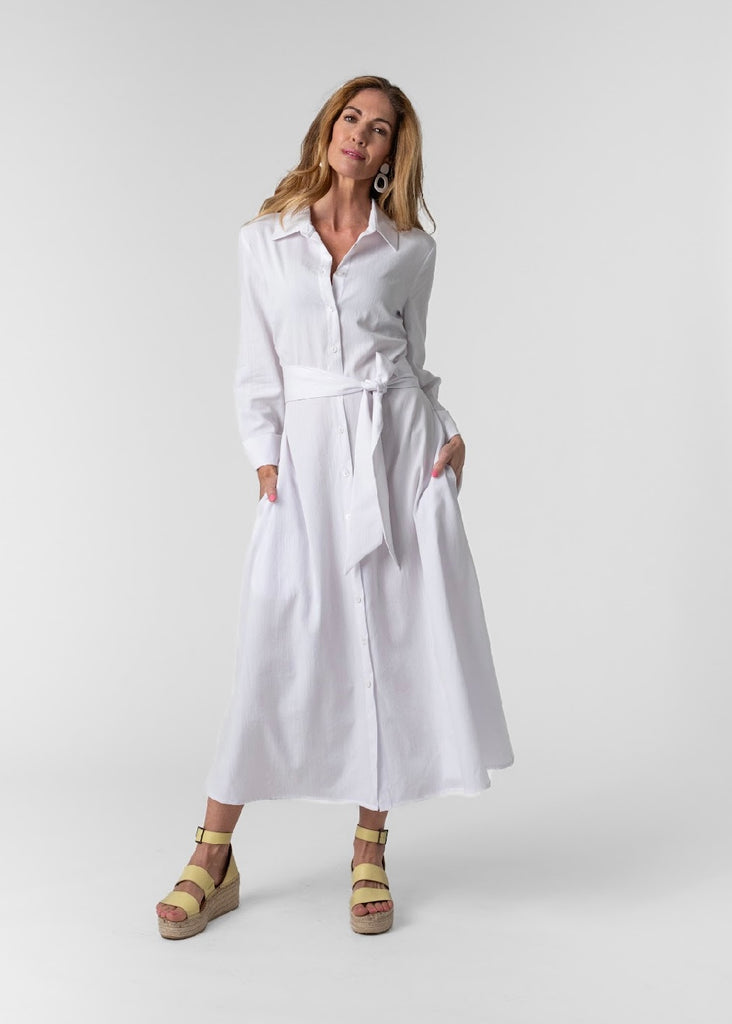 J-LO Dress, White rayon linen