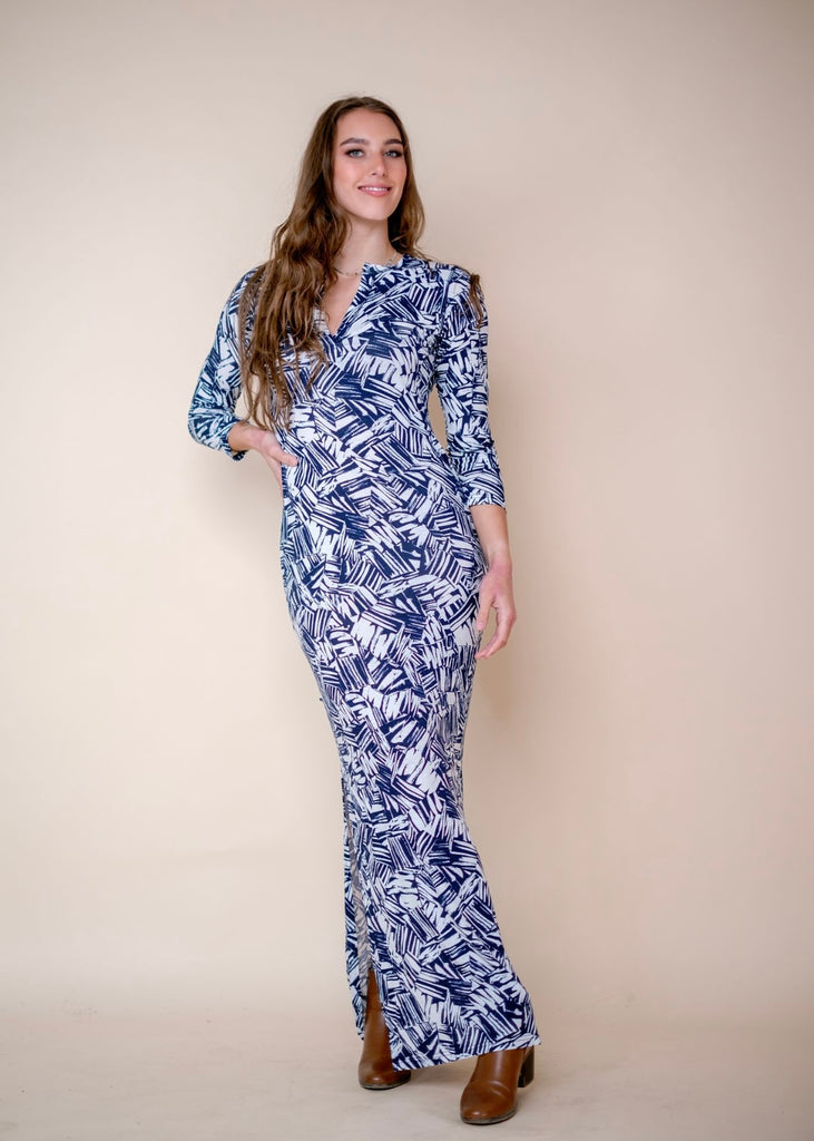 Long Icon dress, Blue & white