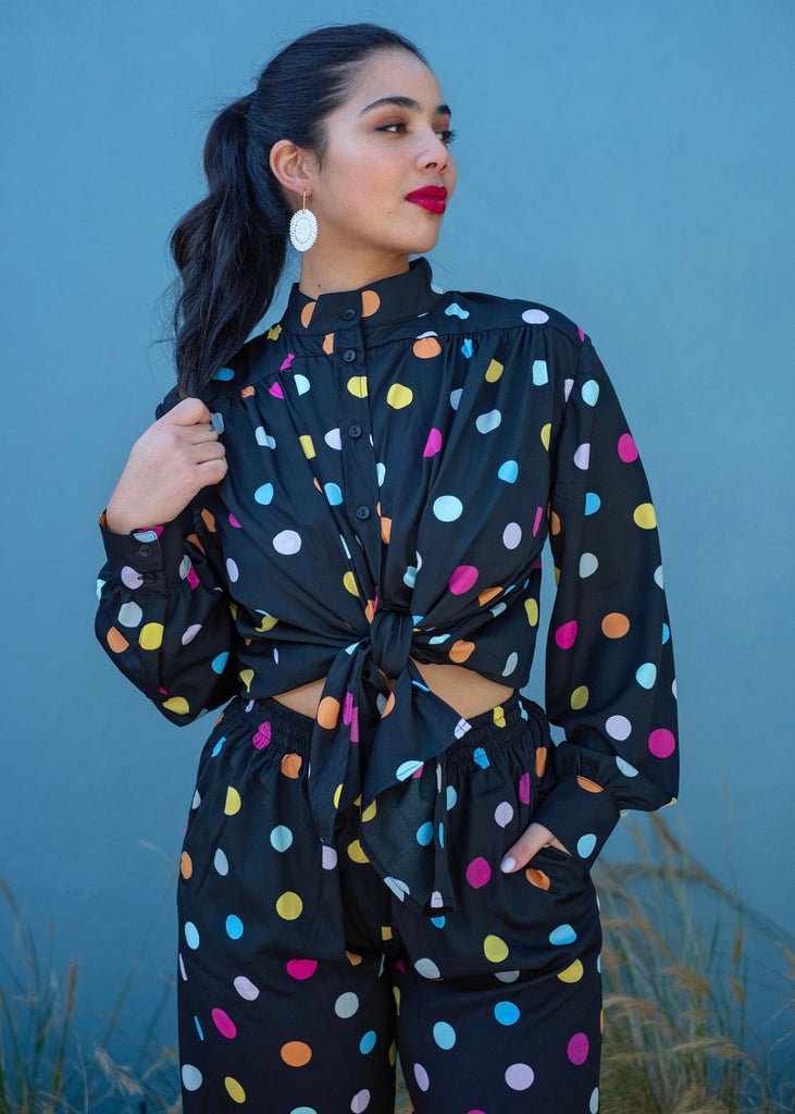 Polka dot pant top suit