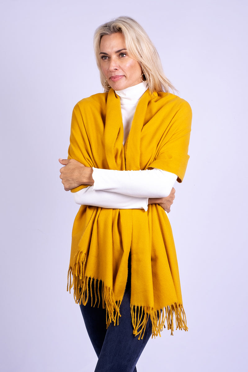 Pashmina with Fringing, Ocre